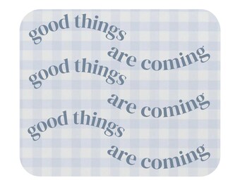 Motivational Mouse Pad | Light Blue Gingham Desk Mat