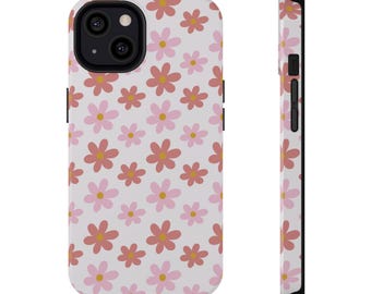 Spring design | Retro Pink Daisy Pattern Phone Case | Impact-Resistant Case