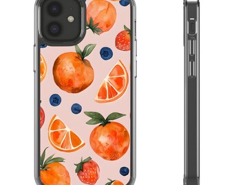 Clear Fruit Pattern Phone Case, Shockproof Slim Cover