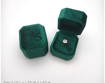 Personalized Velvet Flip Ring Box with Custom Engraving, Proposal Ring Box, Wedding Ring Holder, Monogram Engagement Keepsake