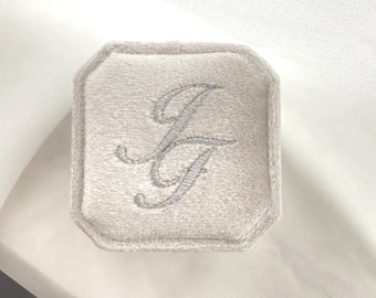 Embroidery Ring Box Personalized Monogram Ring Box  Custom Embroidery Initials Wedding Ring box Engagement Ring Box Proposal