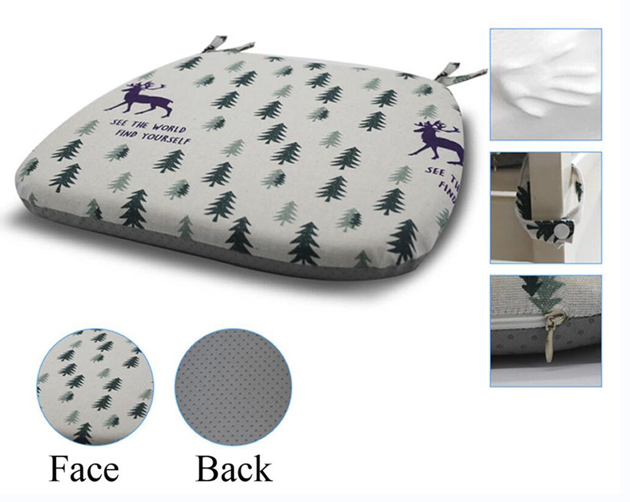 Trapezoid Memory Foam Chair Cushion With Ties Linen Dine Etsy