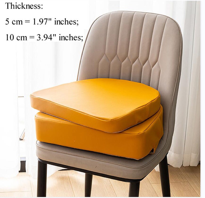Coussin de siège rehausseur de chaise en similicuir PU avec attaches, oreiller de siège de salle à manger, coussins épais en éponge pour enfant, bébé, en forme de U, lavable image 3