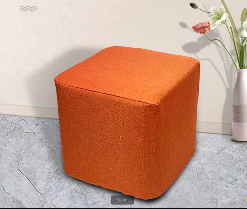 Custom Linen Ottoman Cover Cube Footstool Slipcover Sofa Etsy