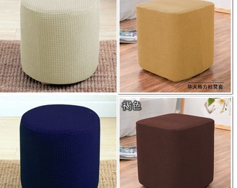 Custom Ottoman Covers, Stretch Footstool Slipcovers, Oversized Footrest Bench Coffee Table Cube Pouf Protector, Small Big Large Round Square