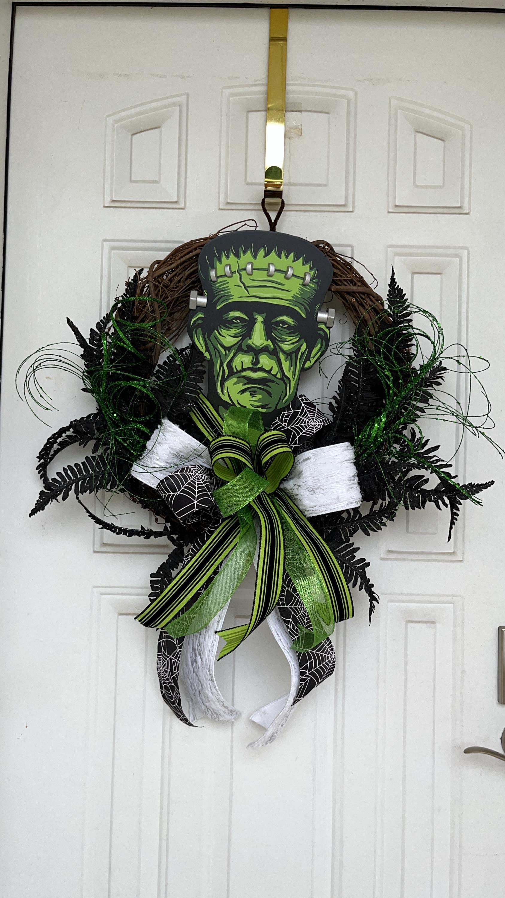 Frankenstein Halloween Wreath, Monster Wreath, Frankenstein Decor, Halloween Gift, Spooky Wreath, October Front Door Wreath