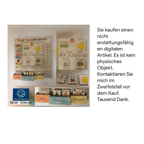 Unser Gruppenkalender in deutscher Sprache, Enthält kein physisches Produkt, kita-abschiedsgeschenk, siehe bilder, Svg kalender, svg laser