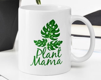 Cute Coffee Mug Plant Mama, Monstera Leaf Tea Cup, Plant Lady Plant Mom Coffee Tea Mug for Plant Lovers, Gifts for Coffee and Plant Lovers