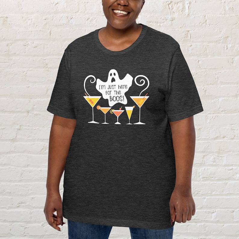 Halloween Drinking Shirt, Halloween Cocktail Party Ghost Here for the Boos, Spooky Cute Halloween T-Shirt, Halloween Funny Fall Martini Tee image 6