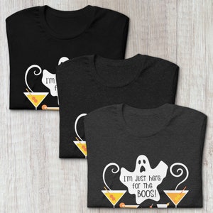 Halloween Drinking Shirt, Halloween Cocktail Party Ghost Here for the Boos, Spooky Cute Halloween T-Shirt, Halloween Funny Fall Martini Tee image 2