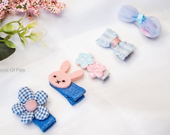 Blue Pet Hair Clip Set, Dog Cat Bow Barrette, Accessories