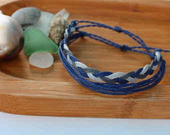 Braided wax bracelet/ waterproof and adjustable/ pura vida style bracelet set/ summer bracelet set/ braided bracelet set/ surfer jewelry/