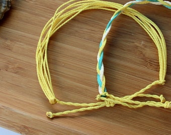 Braided wax bracelet/ waterproof and adjustable/ pura vida style bracelet set/ summer bracelet set/braided bracelet set/ yellow bracelet set