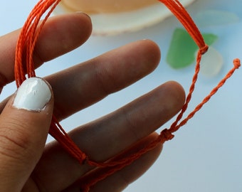 Wax cord bracelet/ waterproof and adjustable/ pura vida style bracelet/ summer bracelet set/surfer jewelry/ orange bracelet