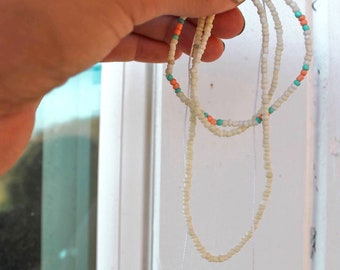 White seed bead necklace /waterproof beaded necklace/adjustable beaded necklace /summer beaded necklace / white choker