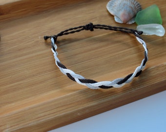 Braided wax bracelet/ waterproof and adjustable/ pura vida style bracelet set/ summer bracelet set/ braided bracelet set/ b&w bracelet set