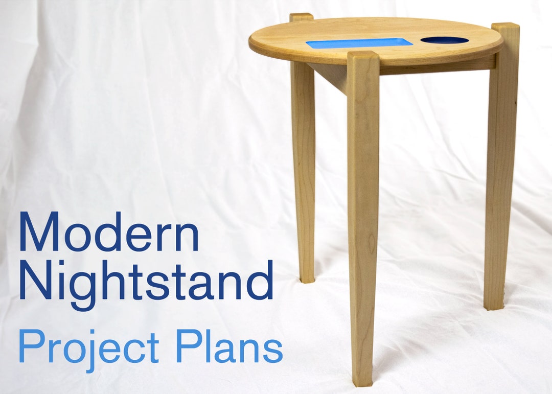 Modern Nightstand Plans Woodworking Project Etsy