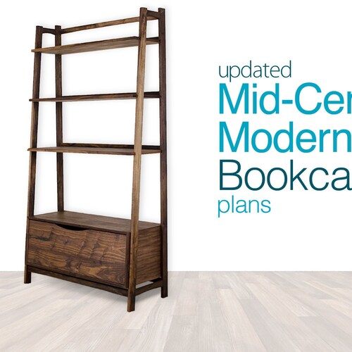 Midcentury Modern Bookcase Plans Woodworking Project Plans Etsy