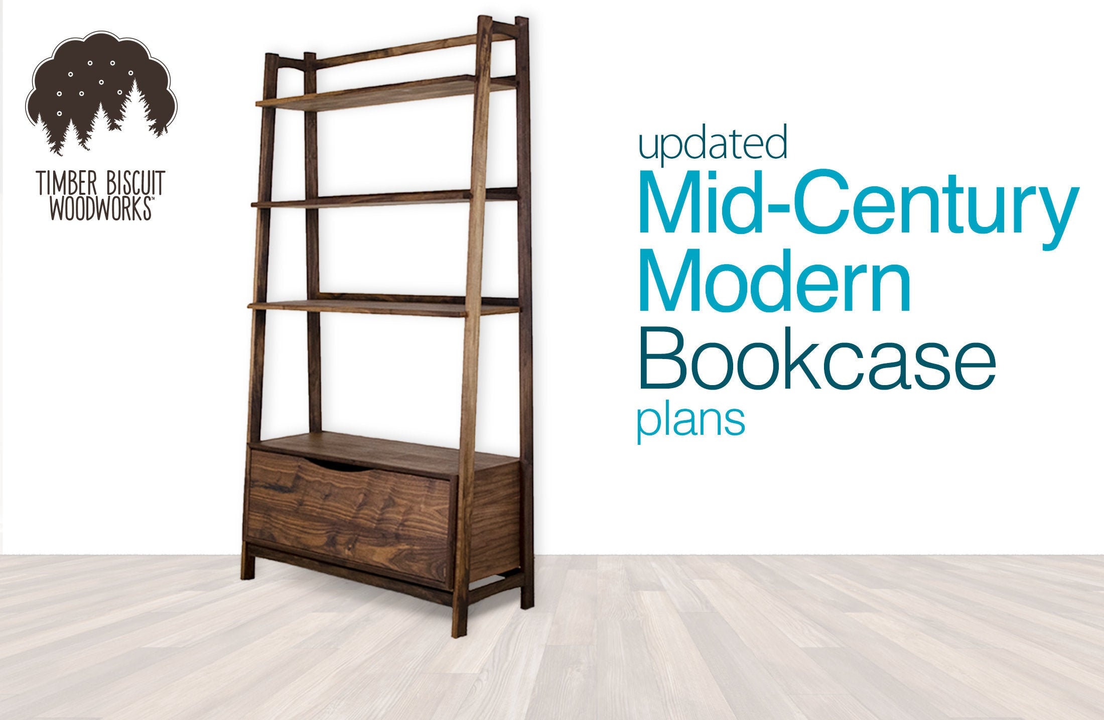 Midcentury Modern Bookcase Plans Woodworking Project Plans Etsy