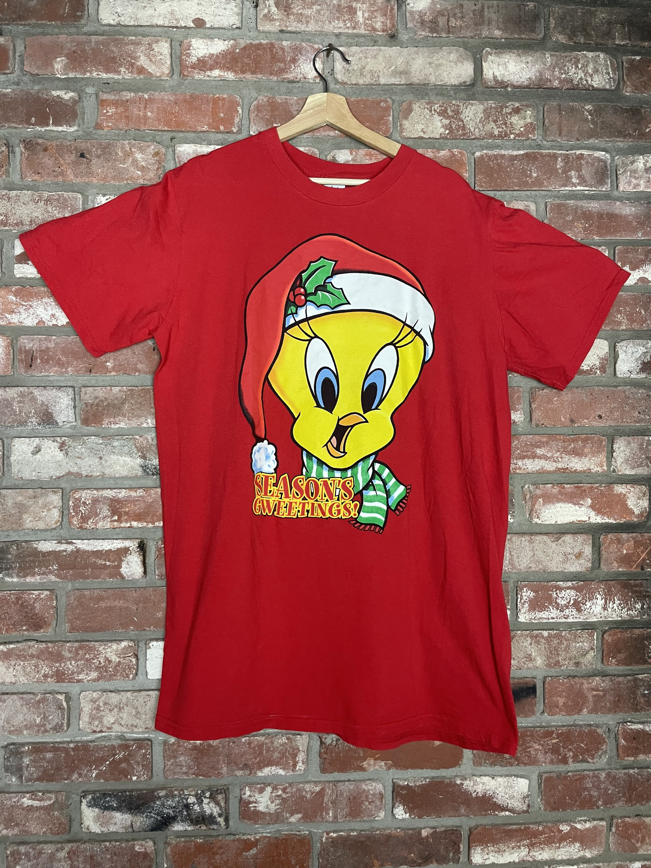 Vintage 1998 Looney Tunes Tweety Bird Seasons Greetings Christmas T-shirt-Size XL