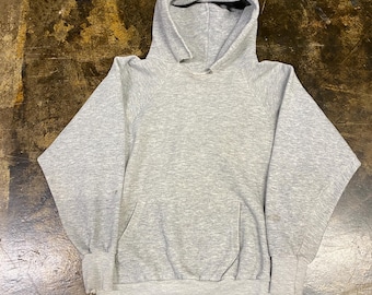 Size Medium 80's Heather Grey Blank Hoodie Made In USA