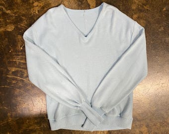 Maglione blu con scollo a V anni '90