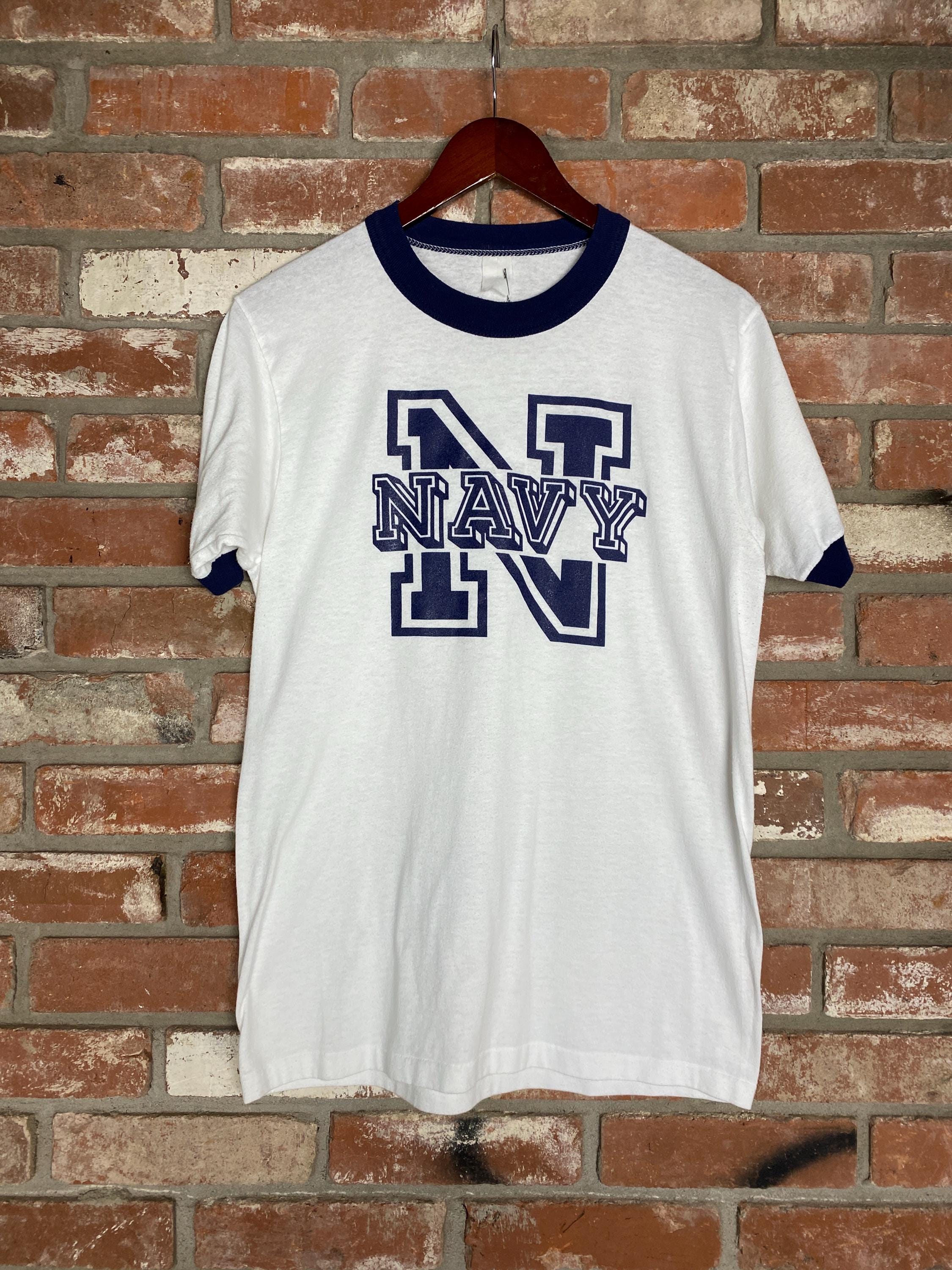 1980s Navy Ringer T-shirt - Etsy