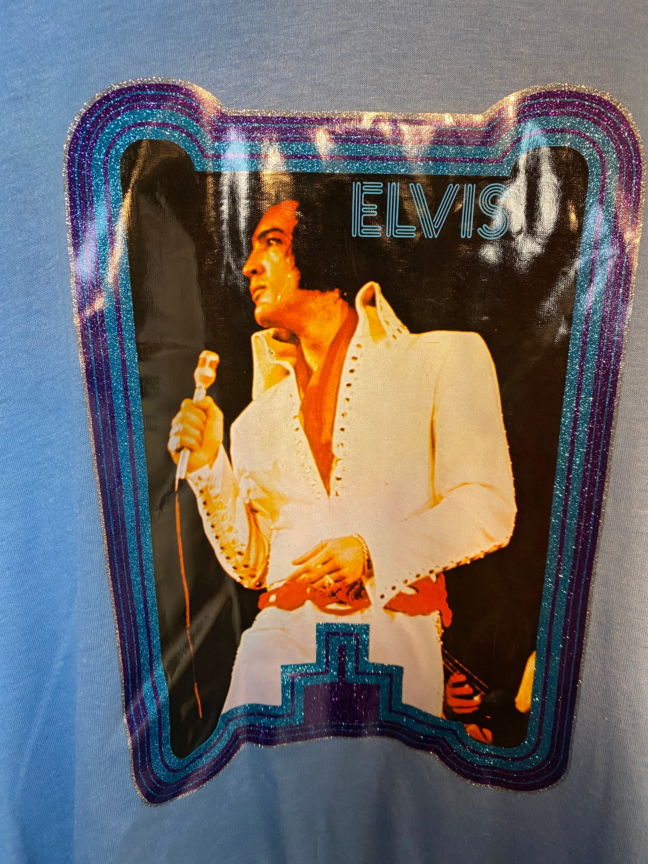Vintage 80s Elvis Light Blue T-Shirt size XXL image 3