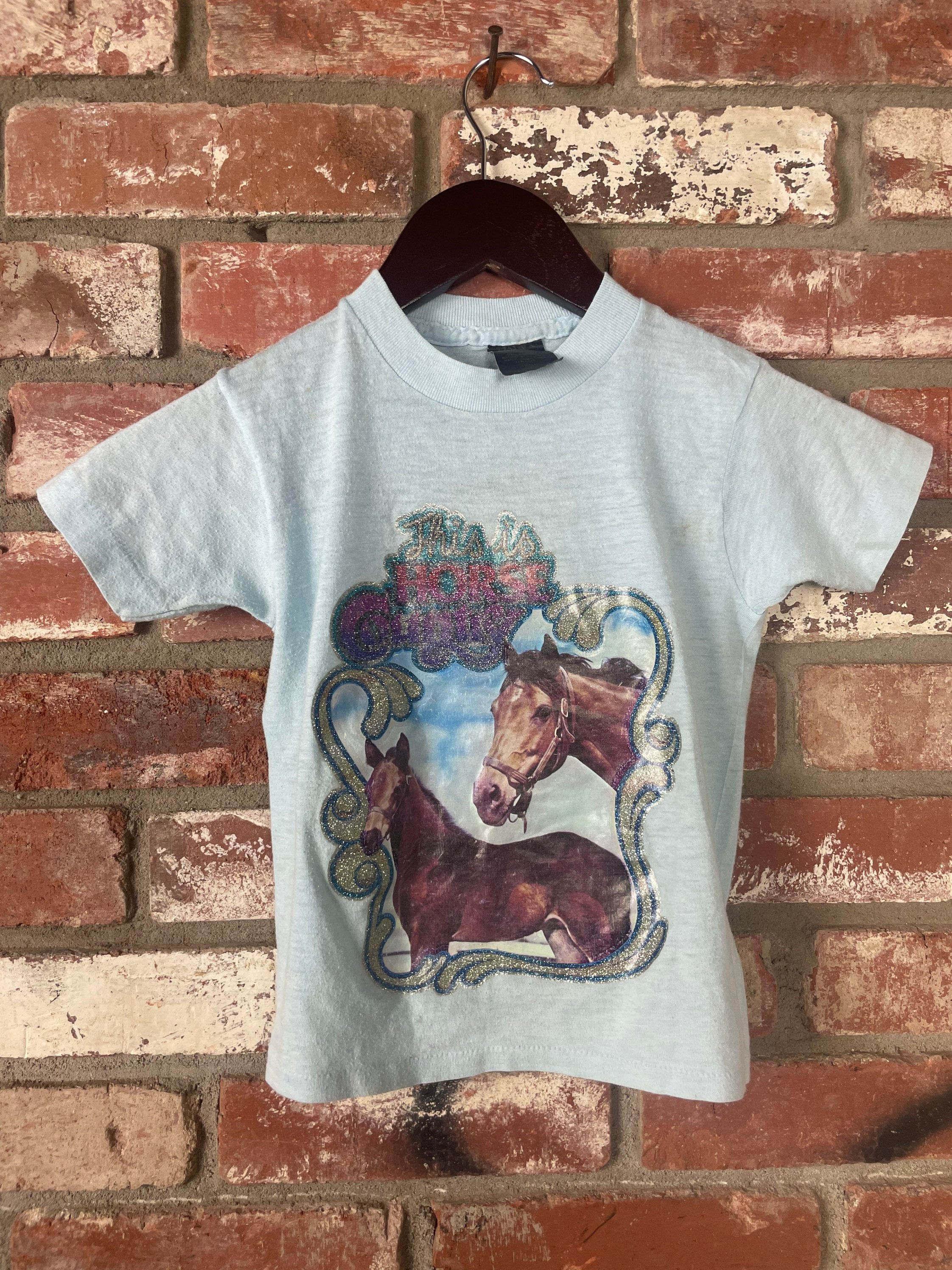 Vintage 80s This is Horse Country kids T-shirt-Size Small- Preowned