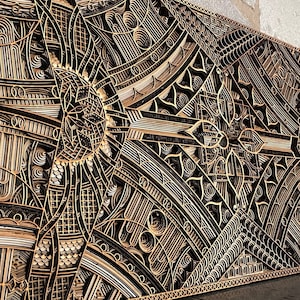 Immerse. Extra Large Mandala 8-Layer, 32-Panel Birch Wood Wall Art, Modern, Above Bed Decor, Bedroom Wall Art, Housewarming Gift, Home Décor