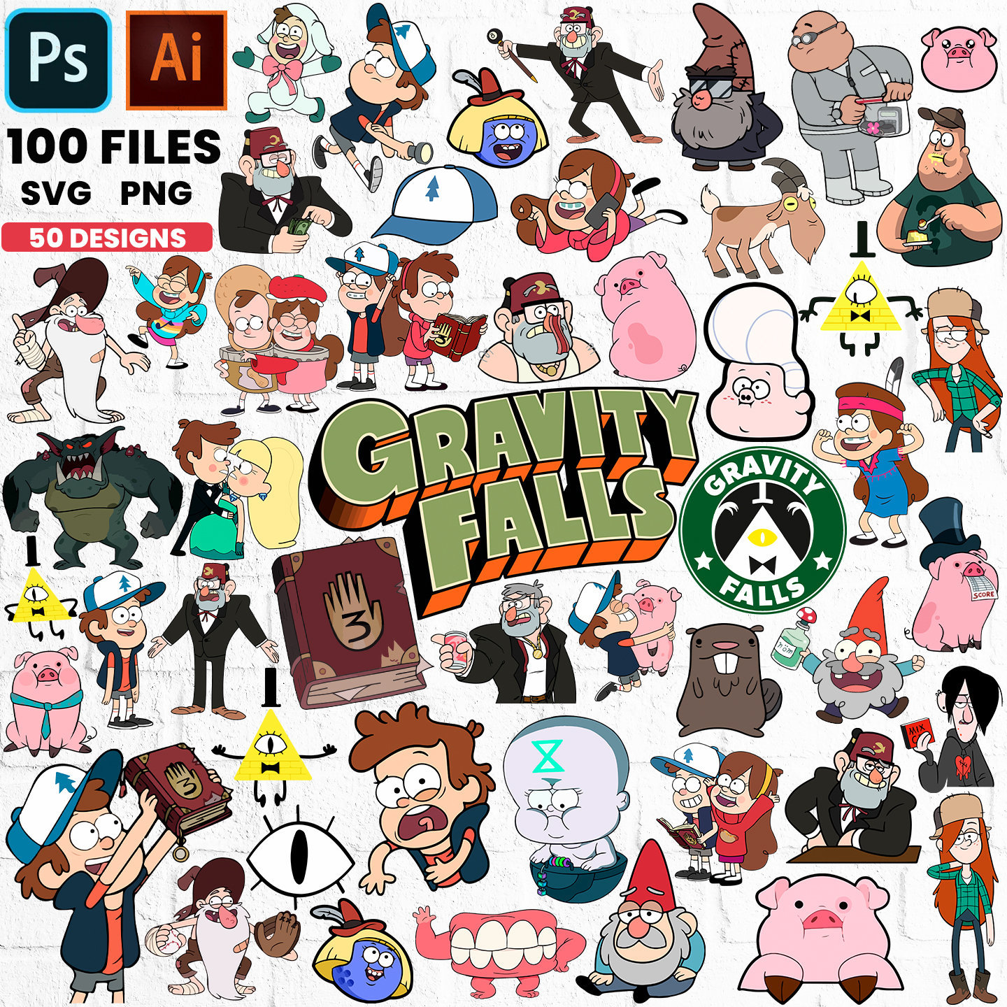 50 Clipart Gravity Falls Collection Svg Package Png Gravity Etsy