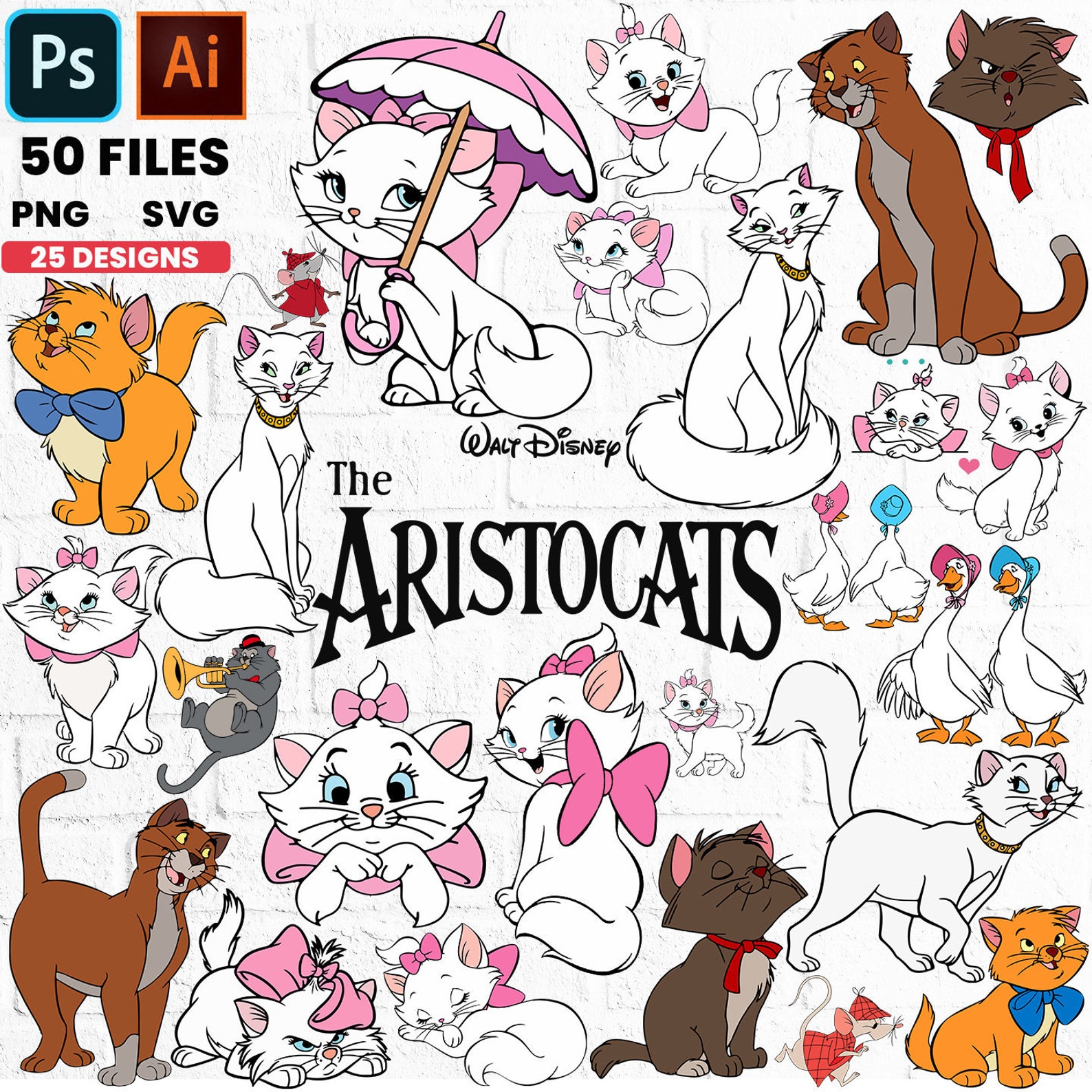 25 Colección Clipart The Aristocats Paquete Svg Png The | Etsy