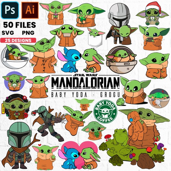 Download 25 Clipart Mandalorian Baby Yoda Collection Grogu Svg Etsy