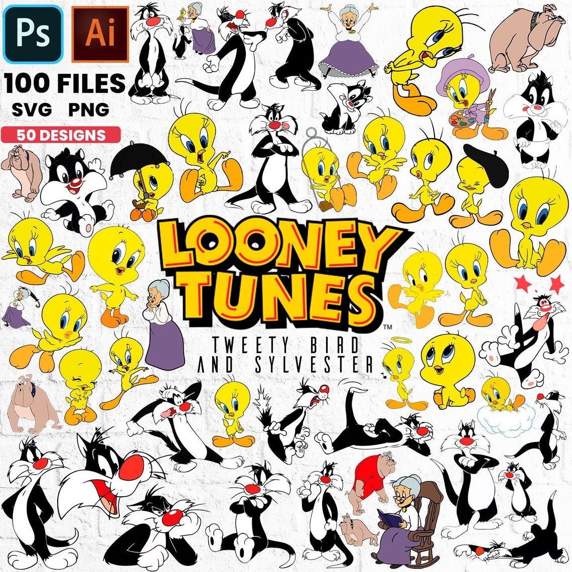 50 Colección Clipart Tweety Bird And Sylvester Paquete Svg | Etsy