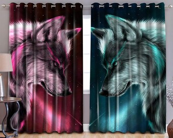 Wolf Curtains Etsy