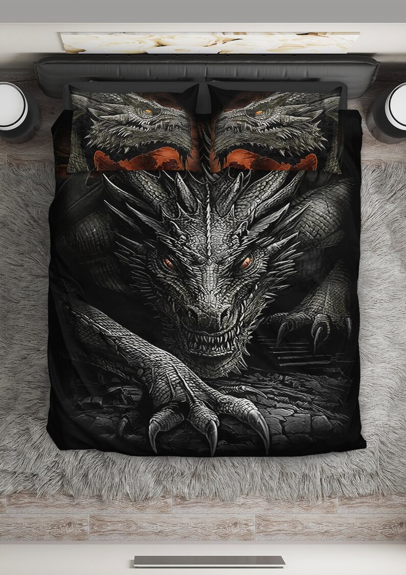 Black Dragon 3D Bedding Set Bed Set Quilt Set Duvet Cover Etsy
