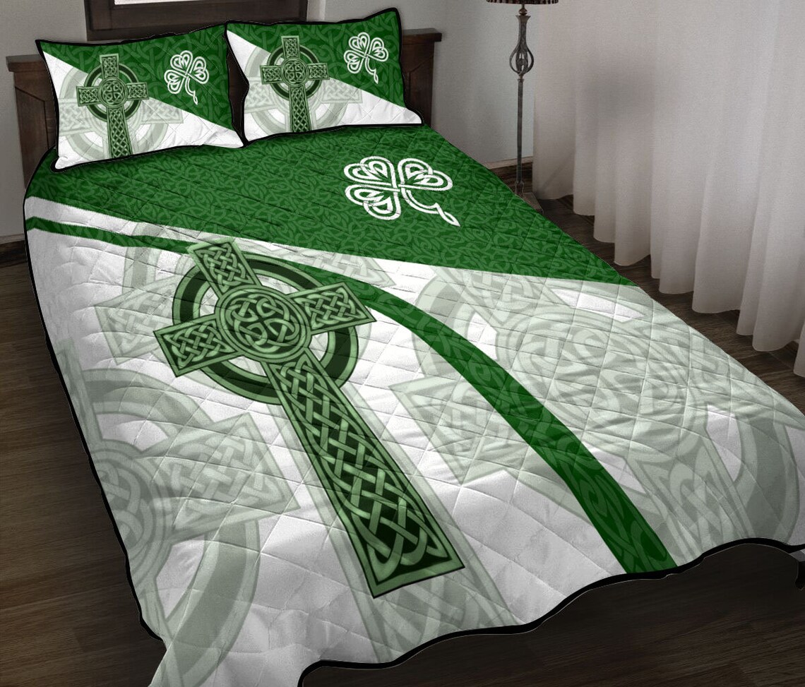 Irish Celtic Cross 3D Bedding Set Shamrock Celtic Bed Set Etsy