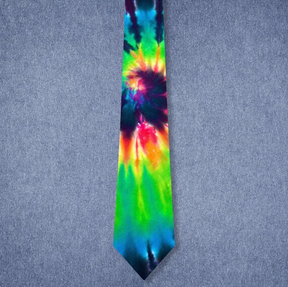 Tie Dye Neck Tie Rainbow Swirl Men's Tie Father's Day Etsy