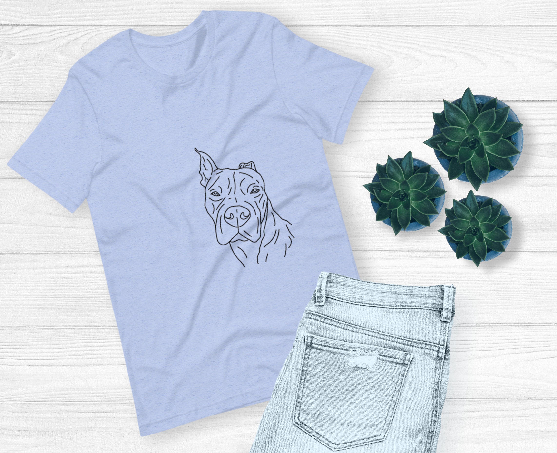 Schwarze Umriss süße Hund TShirt Ecke Pitbull Gesicht Tattoo Etsy