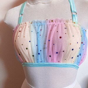 Pastel Rainbow Moon & Star Ruffle Bralette | Etsy