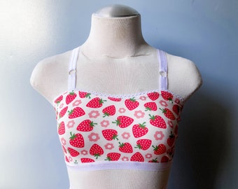 Strawberries rib knit Bralette