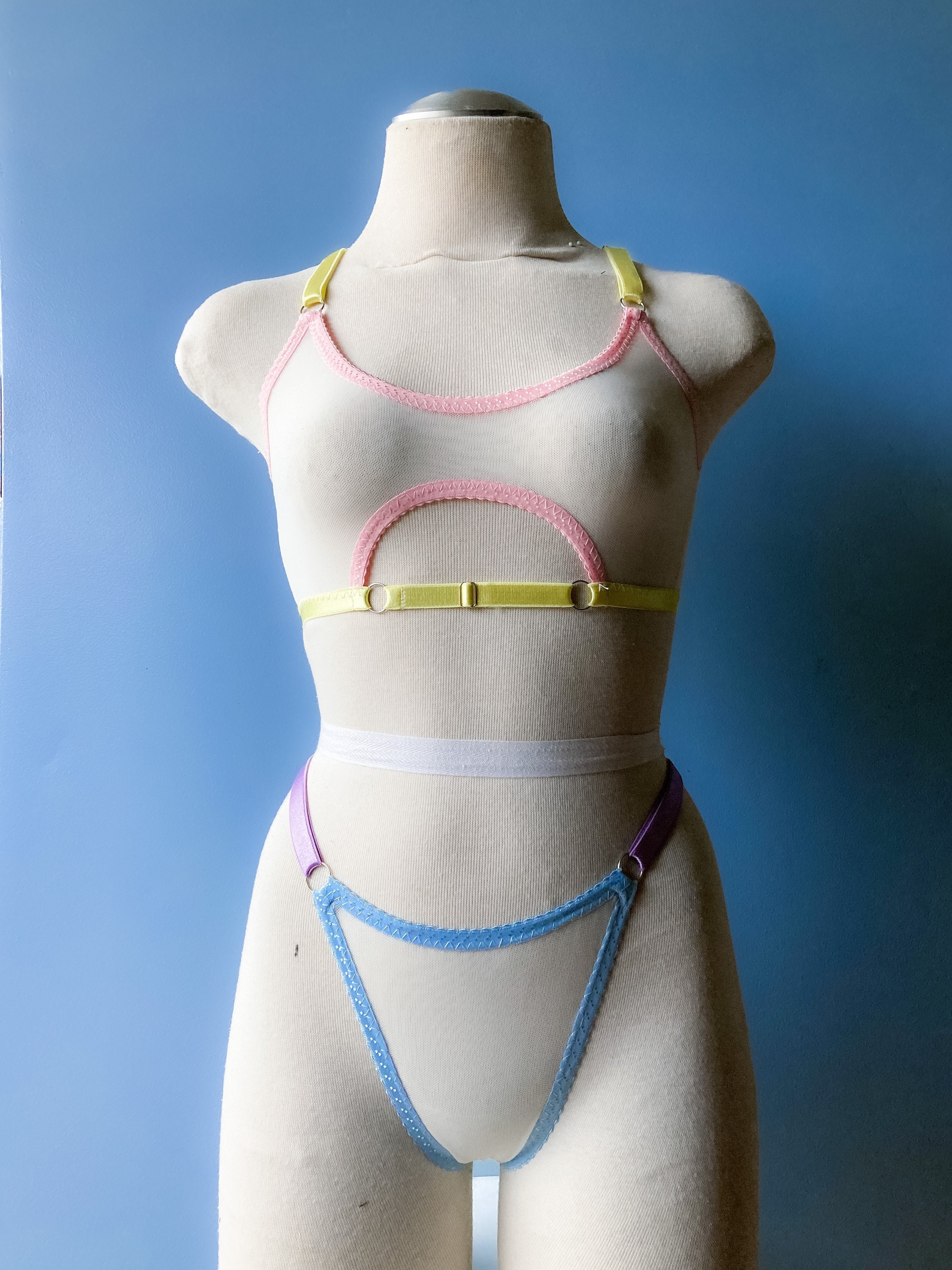 Smilkoo Women's Underwear Bralette Mesh Bandage See Through Pure