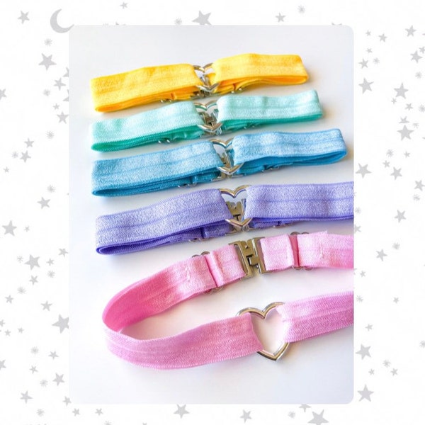 Heart Choker [Stainless Steel & Adjustable] Soft elastic collar pastel rainbow