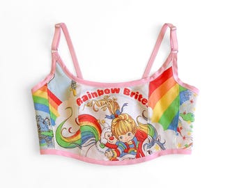 Rainbow Brite Corset Bralette Crop Top