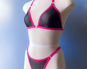 Conjunto RTS Black Mesh e Rosa choque tamanho pequeno