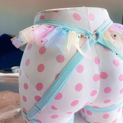 Pastel Rainbow Moon & Star Ruffle Bralette | Etsy