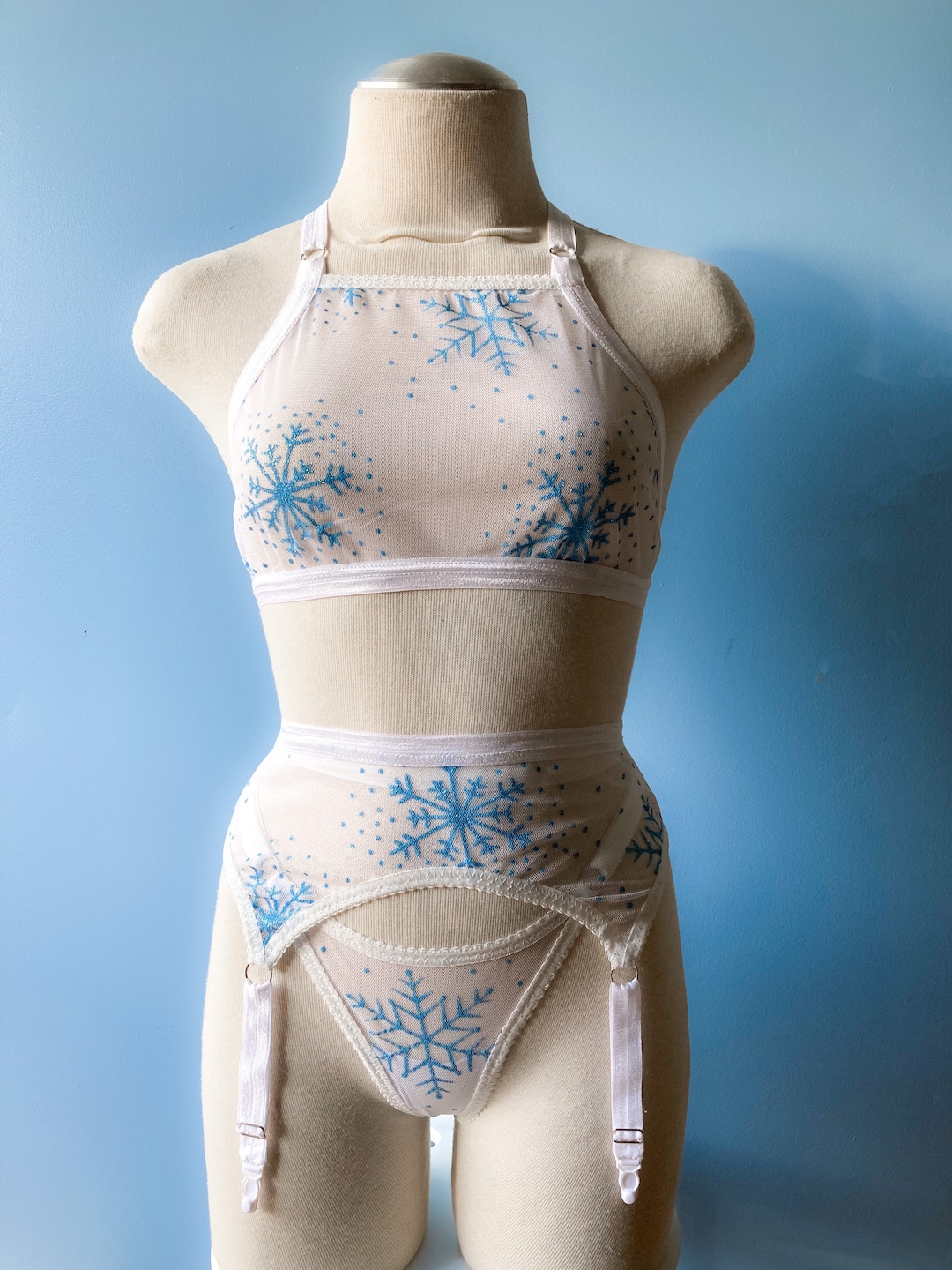Claudia set see through snow flake body lingerie