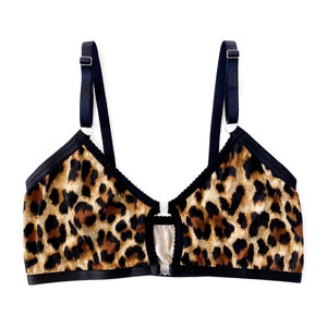 Cheetah Print Bralette: Soft Polyester Spandex, Black Elastic
