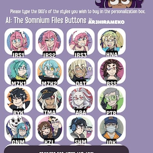 AI: The Somnium Files, Nirvana Initiative, No Sleep - Character Buttons