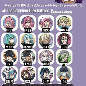 AI: The Somnium Files, Nirvana Initiative, No Sleep - Character Buttons